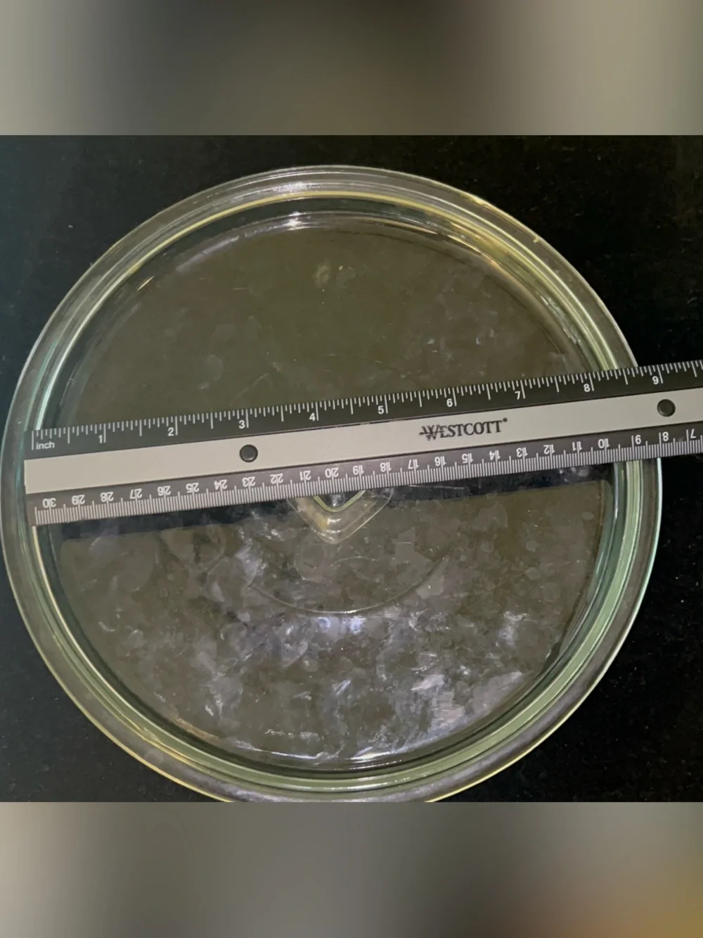 Vintage Clear Glass Lid with Square Knob 9.5 inch diameter